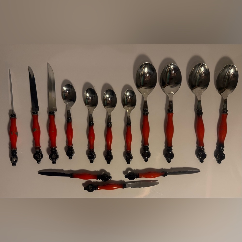 Lot Of 14 PCs Vintage MCM Hagen Rostfrei  Forks, Spoons, Knife Etc Butter, Soup